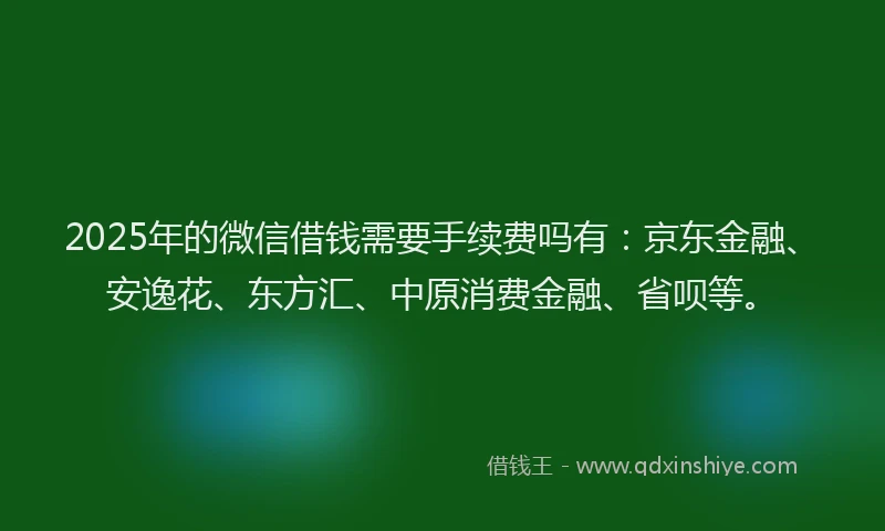 2025年的微信借钱需要手续费吗有：京东金融、安逸花、东方汇、中原消费金融、省呗等。