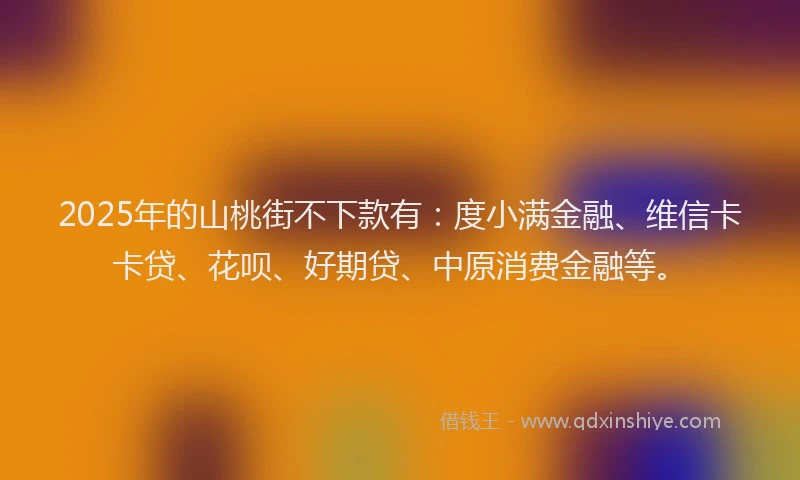 2025年的山桃街不下款有：度小满金融、维信卡卡贷、花呗、好期贷、中原消费金融等。