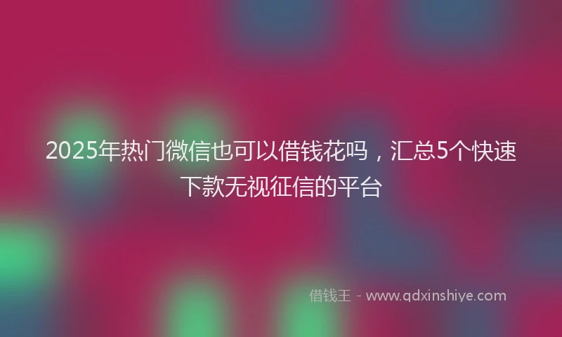 2025年热门微信也可以借钱花吗，汇总5个快速下款无视征信的平台