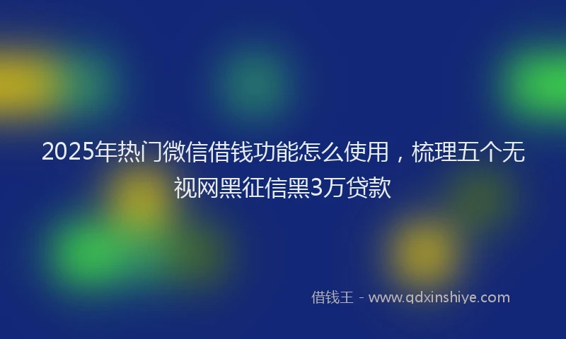 2025年热门微信借钱功能怎么使用，梳理五个无视网黑征信黑3万贷款