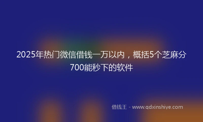 2025年热门微信借钱一万以内，概括5个芝麻分700能秒下的软件