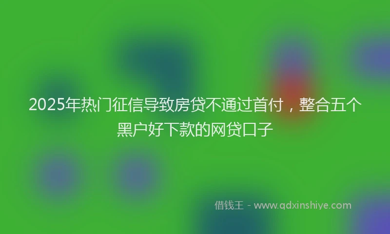 2025年热门征信导致房贷不通过首付，整合五个黑户好下款的网贷口子