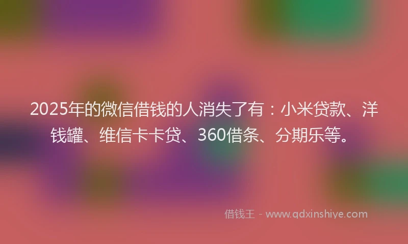 2025年的微信借钱的人消失了有：小米贷款、洋钱罐、维信卡卡贷、360借条、分期乐等。