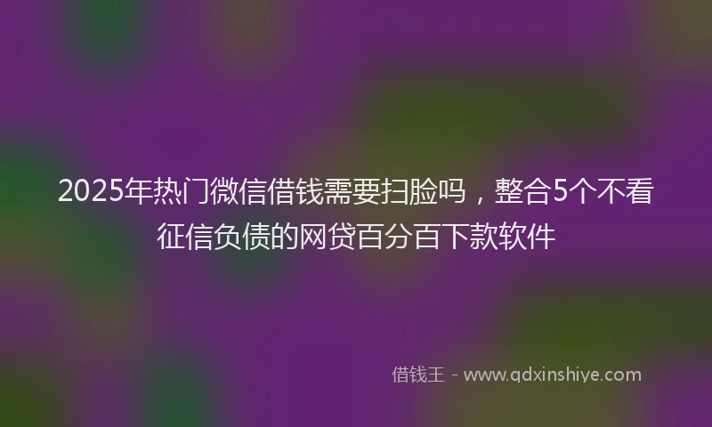 2025年热门微信借钱需要扫脸吗，整合5个不看征信负债的网贷百分百下款软件