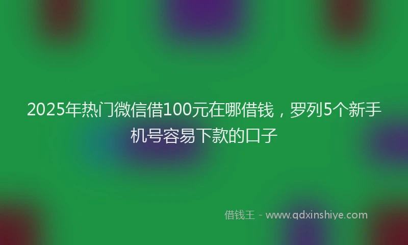 2025年热门微信借100元在哪借钱，罗列5个新手机号容易下款的口子