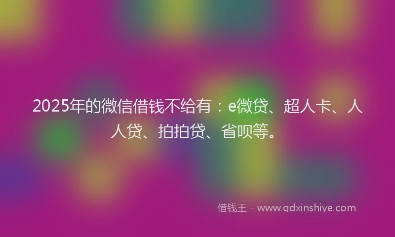 2025年的微信借钱不给有：e微贷、超人卡、人人贷、拍拍贷、省呗等。