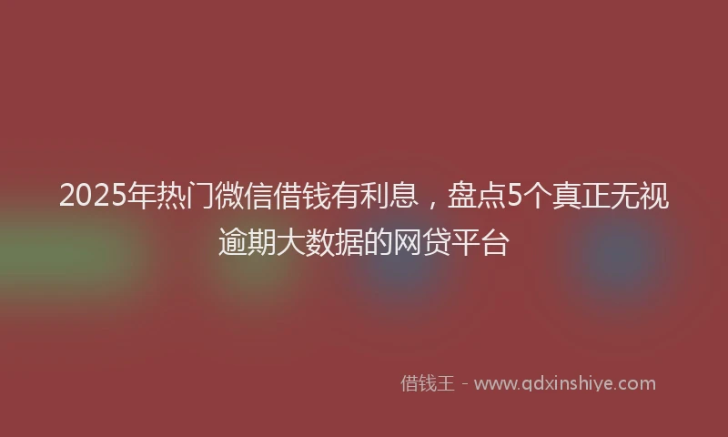 2025年热门微信借钱有利息，盘点5个真正无视逾期大数据的网贷平台