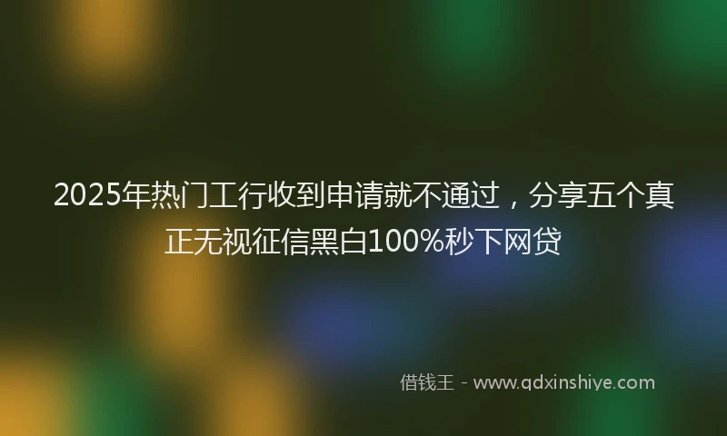 2025年热门工行收到申请就不通过，分享五个真正无视征信黑白100%秒下网贷