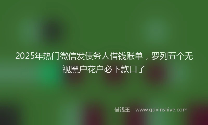 2025年热门微信发债务人借钱账单，罗列五个无视黑户花户必下款口子