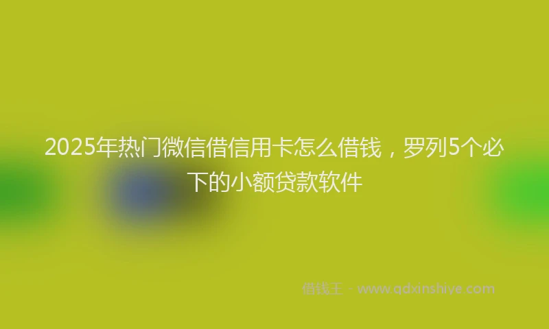 2025年热门微信借信用卡怎么借钱，罗列5个必下的小额贷款软件