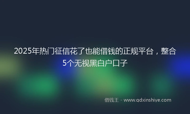 2025年热门征信花了也能借钱的正规平台，整合5个无视黑白户口子