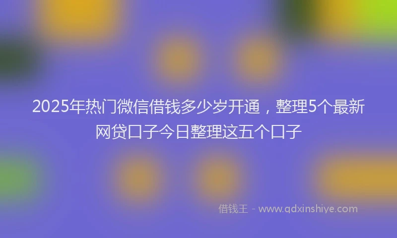 2025年热门微信借钱多少岁开通，整理5个最新网贷口子今日整理这五个口子