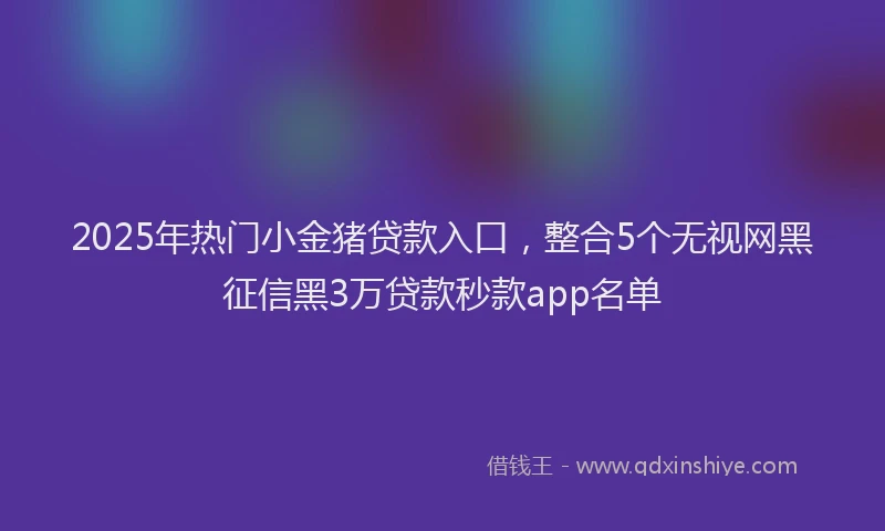 2025年热门小金猪贷款入口，整合5个无视网黑征信黑3万贷款秒款app名单