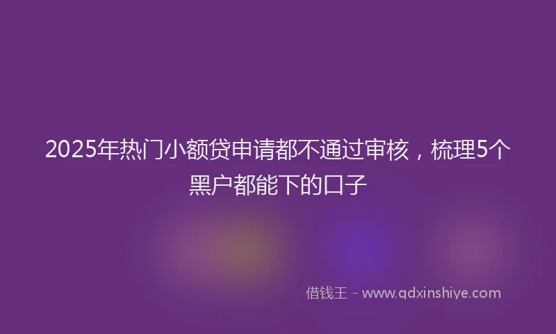 2025年热门小额贷申请都不通过审核，梳理5个黑户都能下的口子