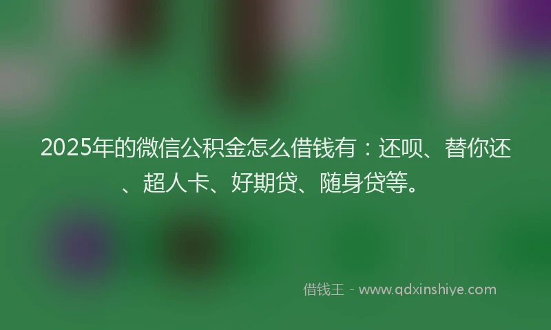 2025年的微信公积金怎么借钱有：还呗、替你还、超人卡、好期贷、随身贷等。