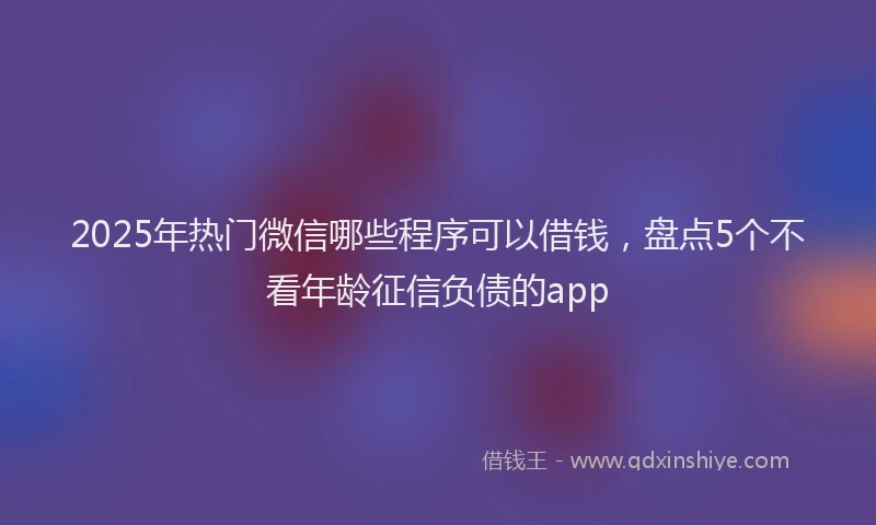2025年热门微信哪些程序可以借钱，盘点5个不看年龄征信负债的app
