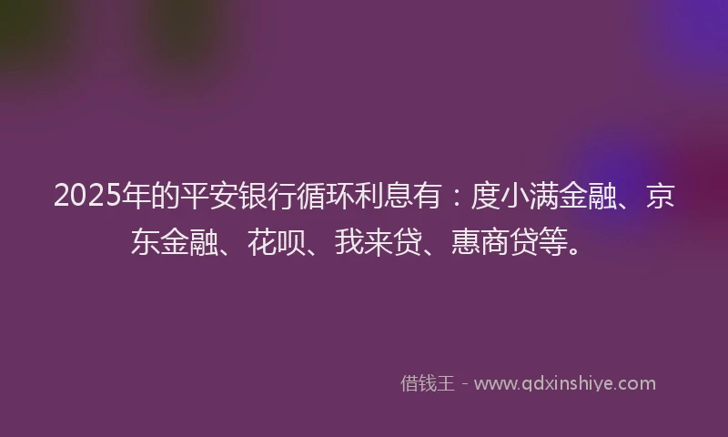 2025年的平安银行循环利息有：度小满金融、京东金融、花呗、我来贷、惠商贷等。