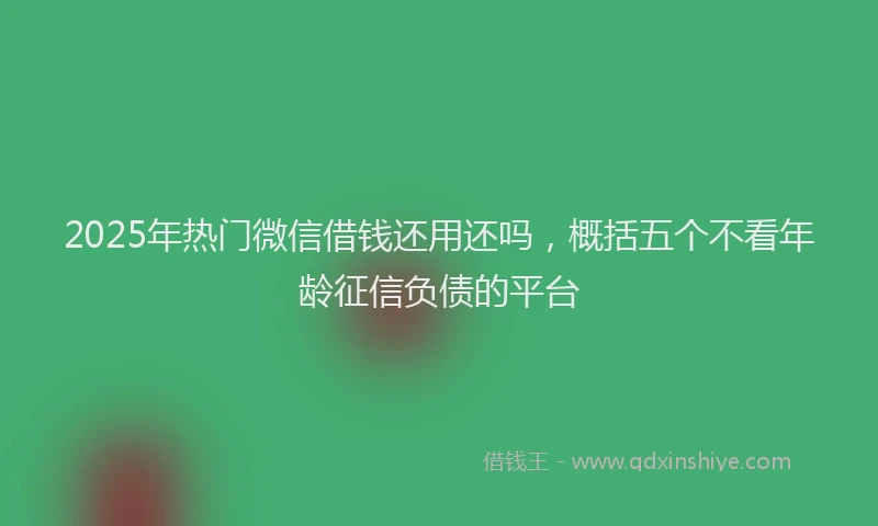 2025年热门微信借钱还用还吗，概括五个不看年龄征信负债的平台