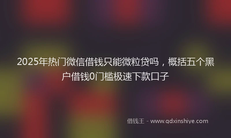 2025年热门微信借钱只能微粒贷吗，概括五个黑户借钱0门槛极速下款口子