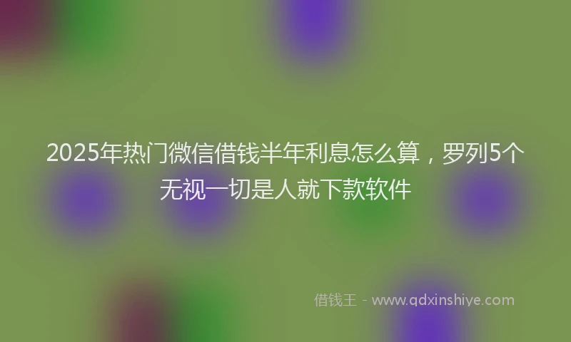 2025年热门微信借钱半年利息怎么算，罗列5个无视一切是人就下款软件