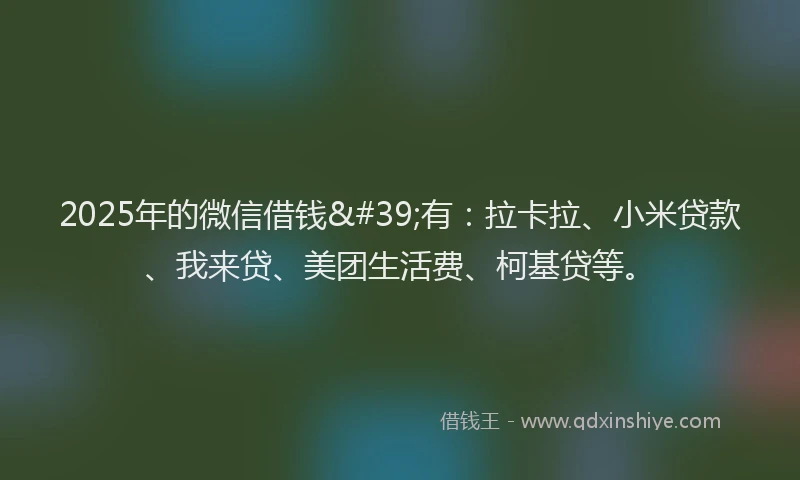 2025年的微信借钱'有：拉卡拉、小米贷款、我来贷、美团生活费、柯基贷等。