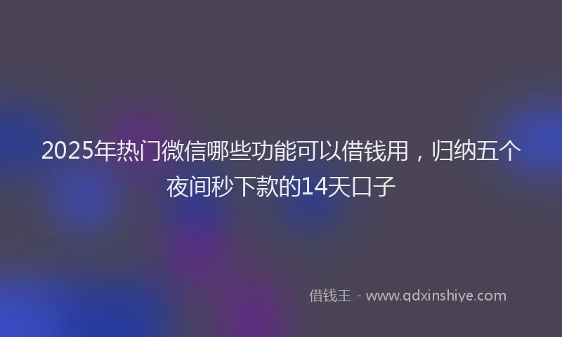 2025年热门微信哪些功能可以借钱用，归纳五个夜间秒下款的14天口子