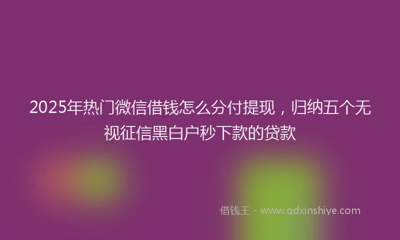 2025年热门微信借钱怎么分付提现，归纳五个无视征信黑白户秒下款的贷款