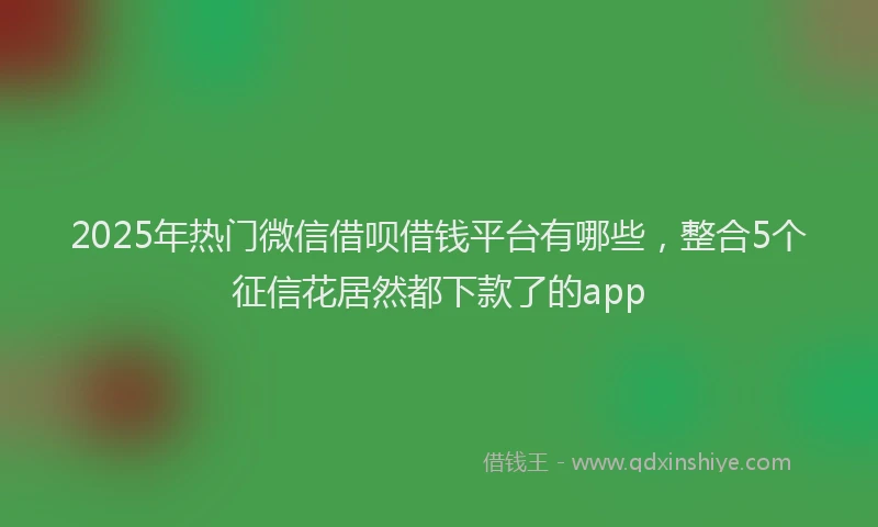 2025年热门微信借呗借钱平台有哪些，整合5个征信花居然都下款了的app