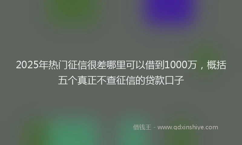 2025年热门征信很差哪里可以借到1000万，概括五个真正不查征信的贷款口子