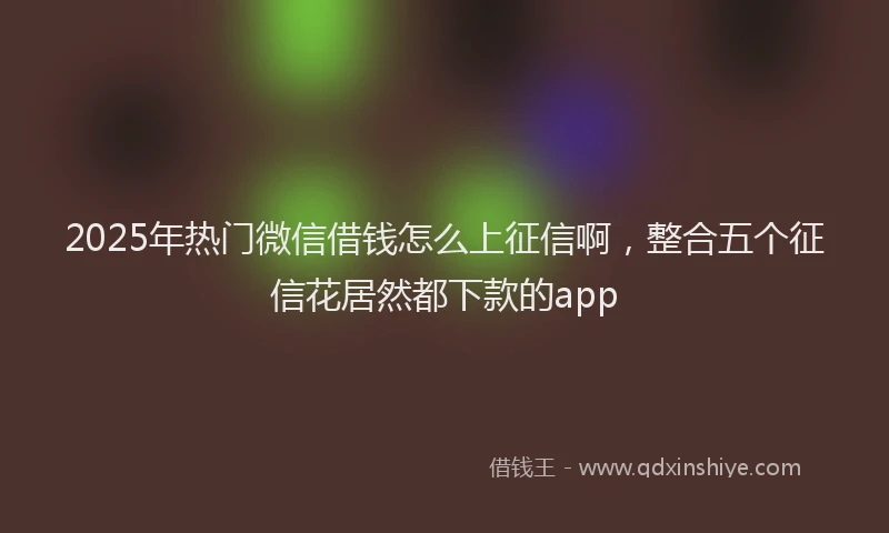 2025年热门微信借钱怎么上征信啊，整合五个征信花居然都下款的app