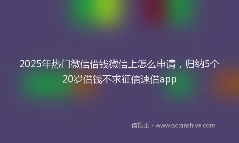 2025年热门微信借钱微信上怎么申请，归纳5个20岁借钱不求征信速借app