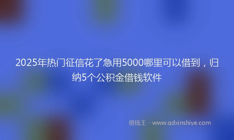 2025年热门征信花了急用5000哪里可以借到，归纳5个公积金借钱软件
