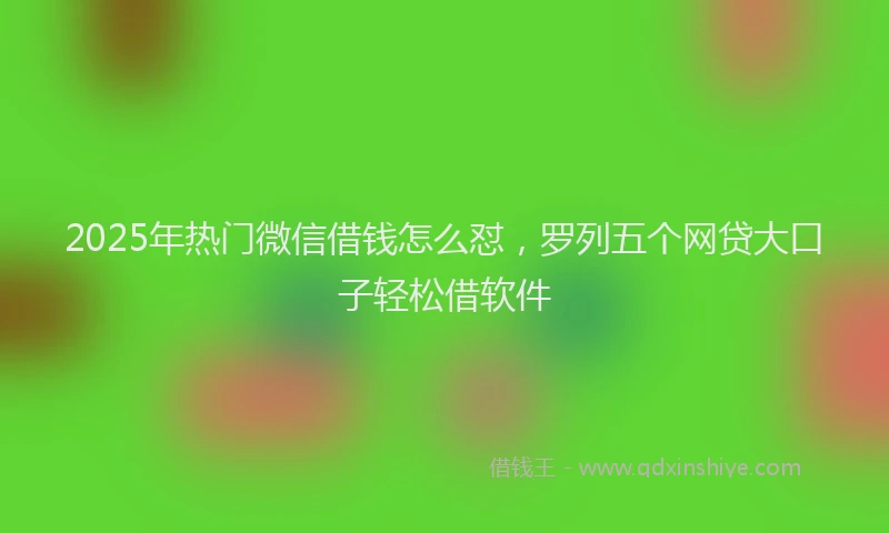 2025年热门微信借钱怎么怼，罗列五个网贷大口子轻松借软件
