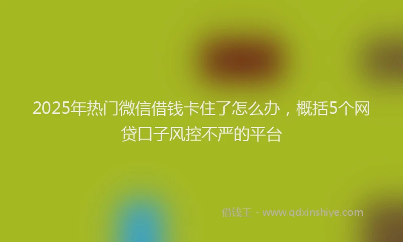 2025年热门微信借钱卡住了怎么办，概括5个网贷口子风控不严的平台