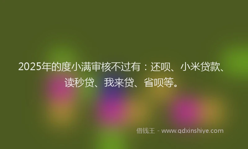 2025年的度小满审核不过有：还呗、小米贷款、读秒贷、我来贷、省呗等。