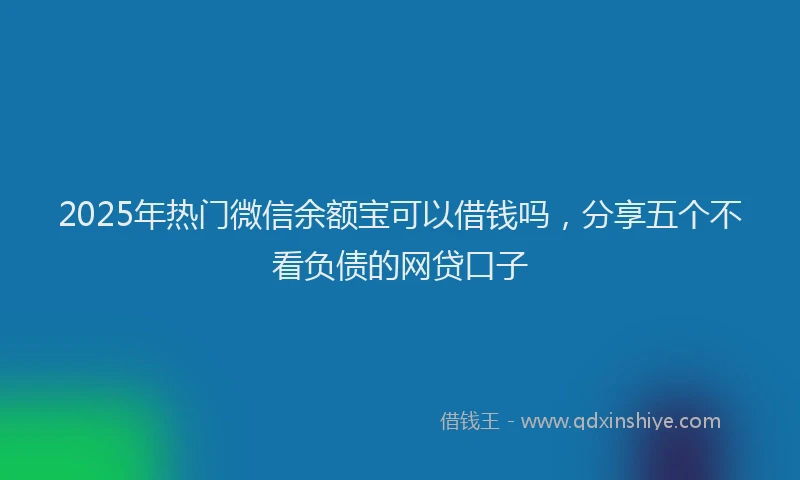 2025年热门微信余额宝可以借钱吗，分享五个不看负债的网贷口子