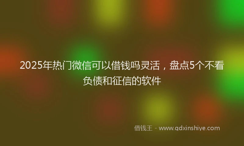 2025年热门微信可以借钱吗灵活，盘点5个不看负债和征信的软件