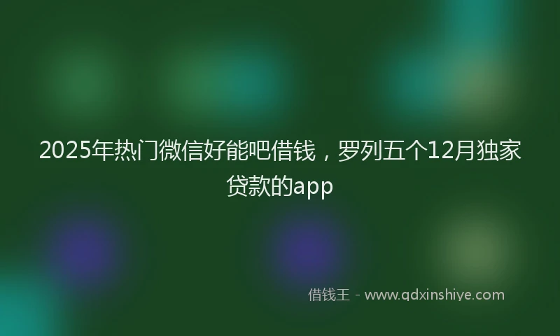 2025年热门微信好能吧借钱，罗列五个12月独家贷款的app
