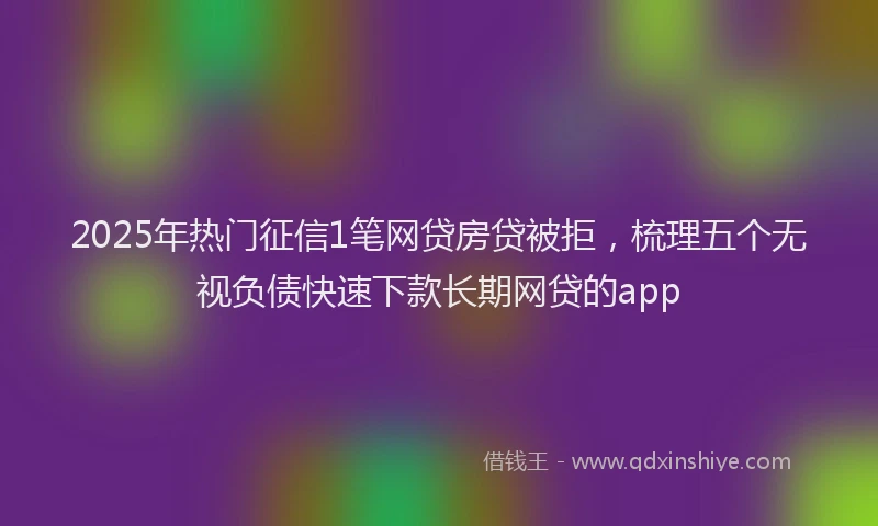 2025年热门征信1笔网贷房贷被拒，梳理五个无视负债快速下款长期网贷的app