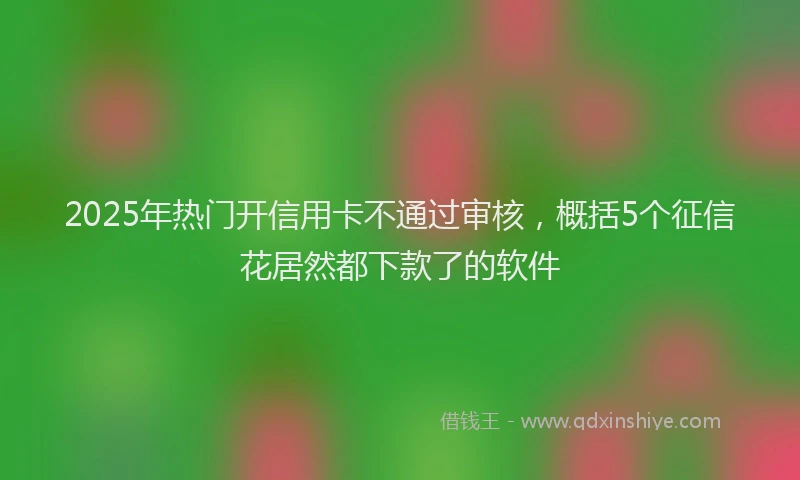2025年热门开信用卡不通过审核，概括5个征信花居然都下款了的软件