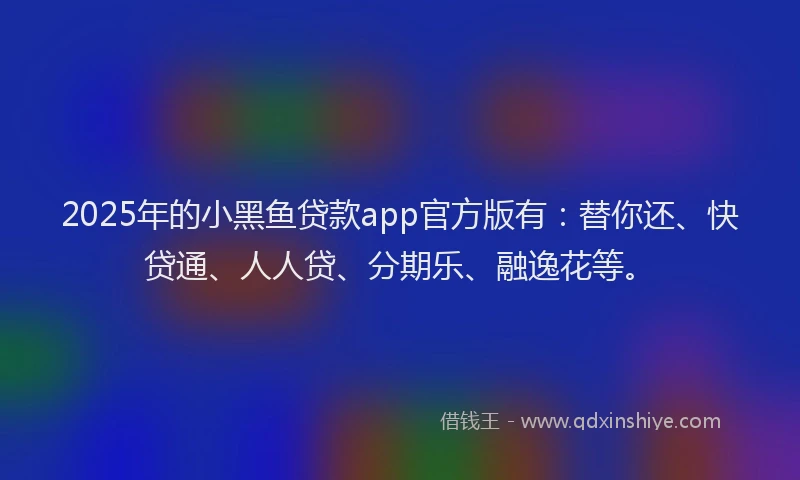 2025年的小黑鱼贷款app官方版有：替你还、快贷通、人人贷、分期乐、融逸花等。