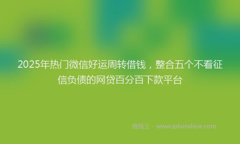 2025年热门微信好运周转借钱，整合五个不看征信负债的网贷百分百下款平台