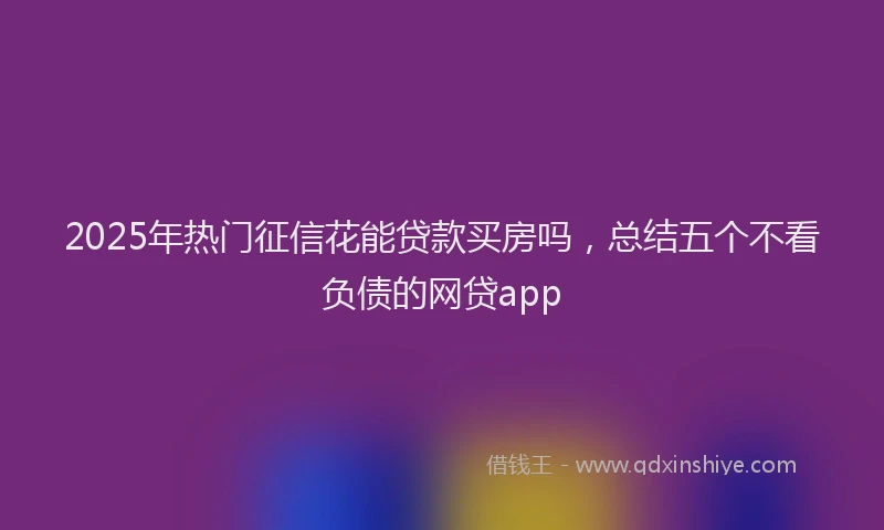 2025年热门征信花能贷款买房吗，总结五个不看负债的网贷app