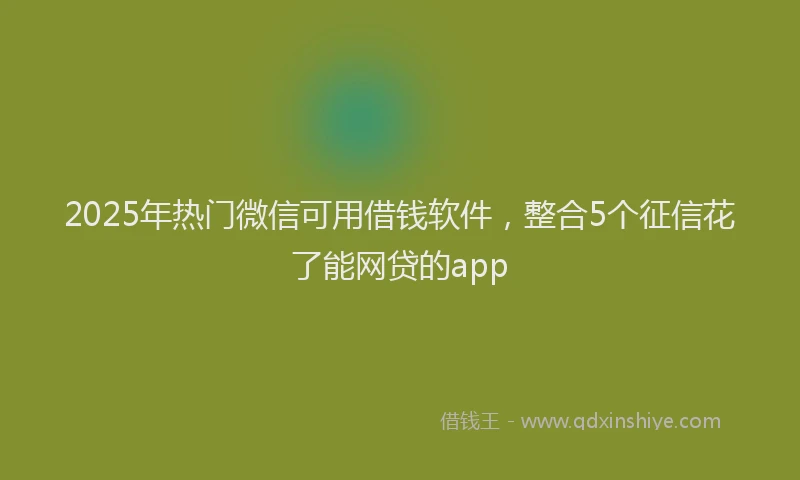 2025年热门微信可用借钱软件，整合5个征信花了能网贷的app