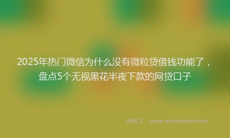 2025年热门微信为什么没有微粒贷借钱功能了，盘点5个无视黑花半夜下款的网贷口子
