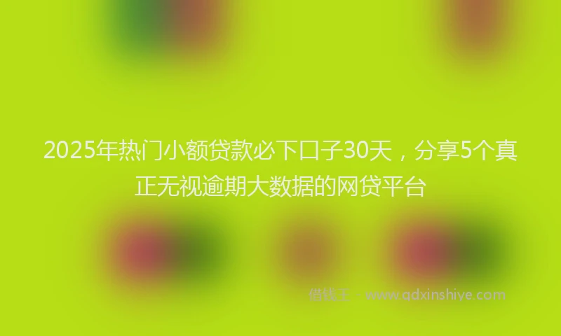 2025年热门小额贷款必下口子30天，分享5个真正无视逾期大数据的网贷平台