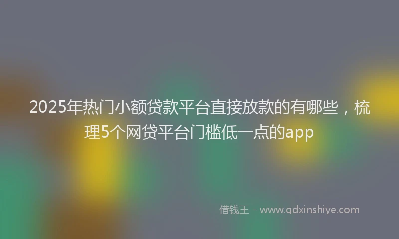 2025年热门小额贷款平台直接放款的有哪些，梳理5个网贷平台门槛低一点的app