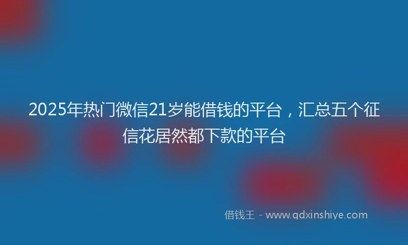 2025年热门微信21岁能借钱的平台，汇总五个征信花居然都下款的平台