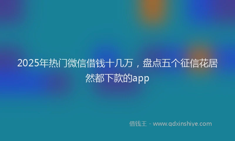 2025年热门微信借钱十几万，盘点五个征信花居然都下款的app