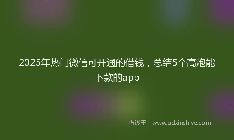 2025年热门微信可开通的借钱，总结5个高炮能下款的app